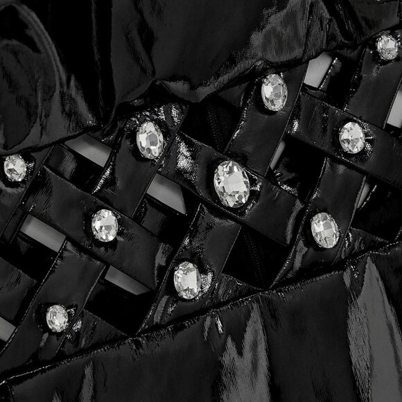 ROTATE Birger Christensen Black Coated Cut-Out Mini Dress – Size US 12 / EU 42 - Picture 5 of 6